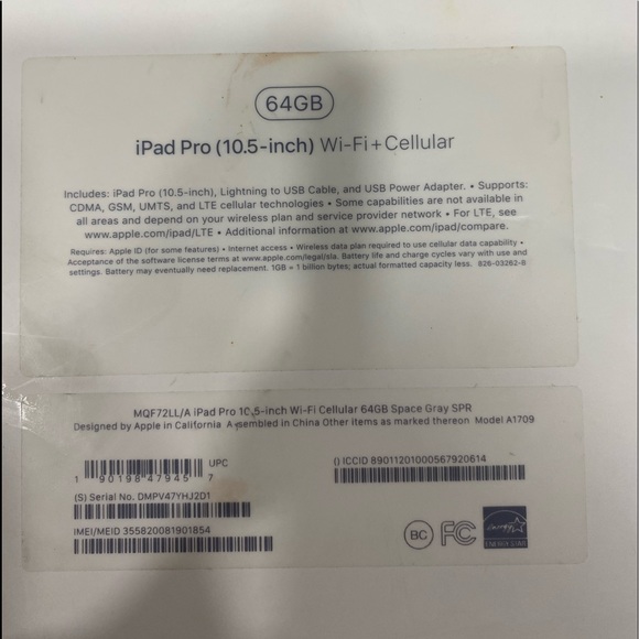 ipad Pro 10.5 inch 64GB WIFI+Cellular No Cracks or Scratches With Box! - Picture 5 of 7